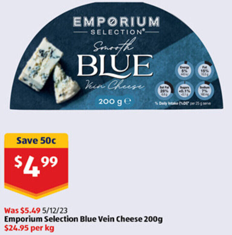 Emporium Selection Blue Vein Cheese 200g offer at ALDI