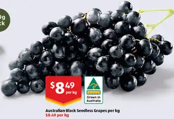 ALDI Australian Black Seedless Grapes per kg offer