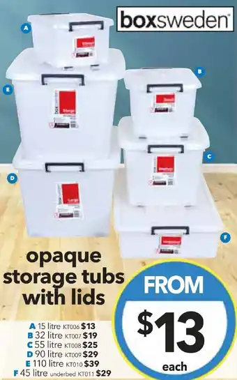 Cheap as Chips opaque storage tubs with lids offer