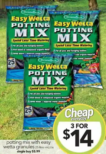 Cheap as Chips potting mix with easy wetta granules offer