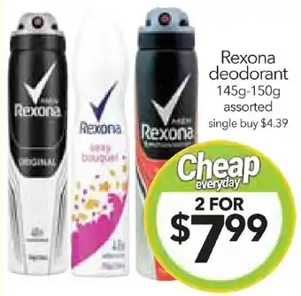 Cheap as Chips Rexona deodorant 145g-150g offer