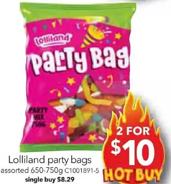 Cheap as Chips Lolliland party bags offer