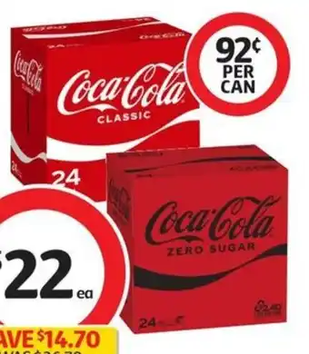 Coles Coca-Cola Soft Drink 24x375mL offer