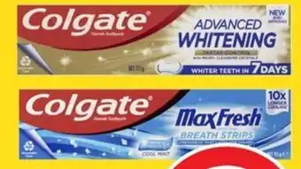 Coles Colgate Total Advanced Whitening & Tartar or Max Fresh Toothpaste 115g offer