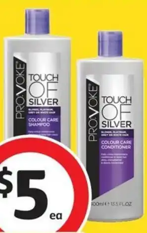 Coles Provoke Touch Of Silver Maintenance Shampoo or Conditioner 400mL offer