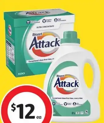 Coles Biozet Attack Regular Laundry Liquid 2 Litre or Powder 2kg offer