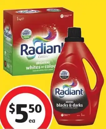Coles Radiant Laundry Liquid 1 Litre or Powder 1kg offer