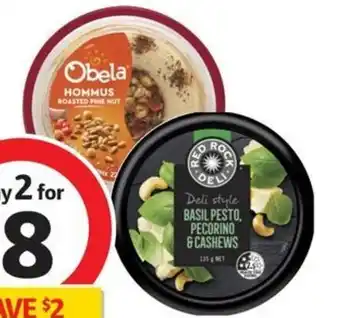 Coles Obela Garnished Dip 220g or Red Rock Deli Dip 135g offer