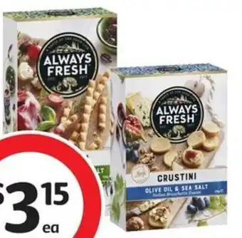 Coles Always Fresh Grissini Breadsticks or Crustini Crackers 120g-125g offer
