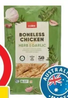 Coles Coles RSPCA Approved Whole Chicken Boneless Herb & Garlic 1kg offer