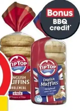 Coles Tip Top English Muffins 6 Pack offer