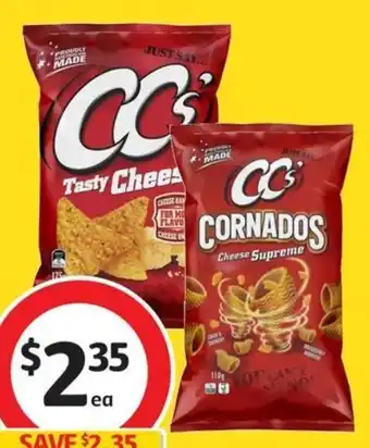 Coles CC's Corn Chips 175g or Cornados 110g offer