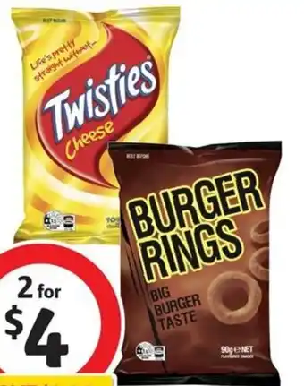 Coles Twisties, Burger Rings or Cheetos 80g-90g offer