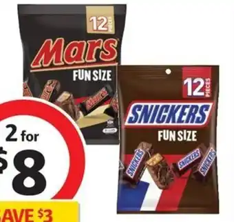 Coles Mars Chocolate Fun Size 132g-192g or Skittles Fun Size 180g offer