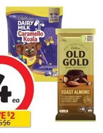 Coles Cadbury Old Gold Block Chocolate 170g-180g or Cadbury Sharepacks 144g-180g offer