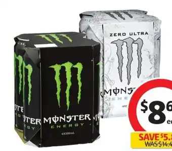 Coles Monster Energy Drink 4x500mL offer