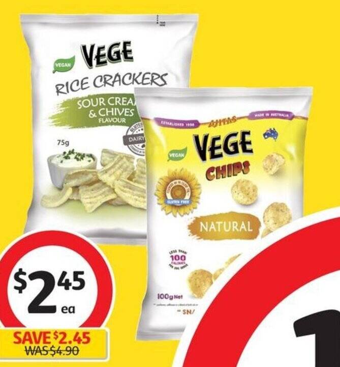 Vege Chips 100g or Rice Crackers 75g offer at Coles