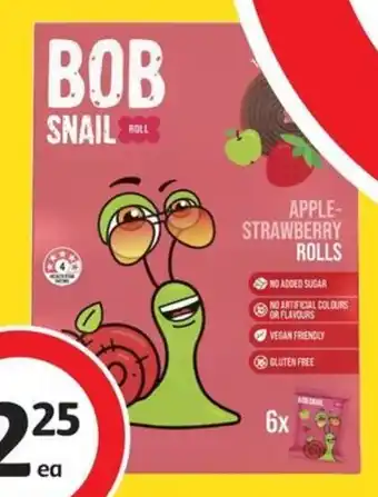 Coles Bob Snail Fruit Rolls 60g offer