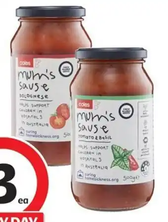 Coles Coles Mum's Sause 415g-500g offer