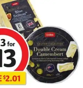 Coles Coles Gourmet Selection Cheese 150g-265g offer