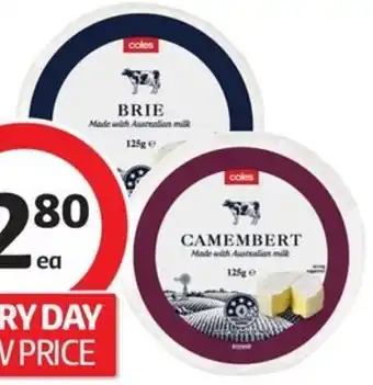 Coles Coles Camembert or Brie 125g offer