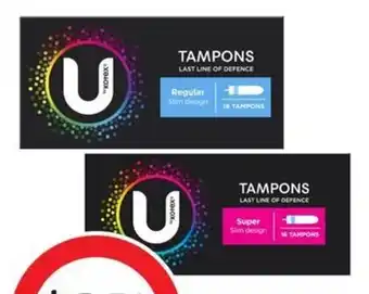 Coles U by Kotex Tampons Regular or Super 16 Pack offer