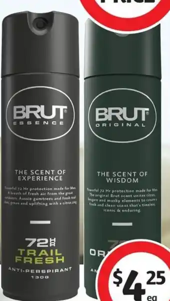 Coles Brut 72Hr Antiperspirant Aerosol Deodorant 130g offer