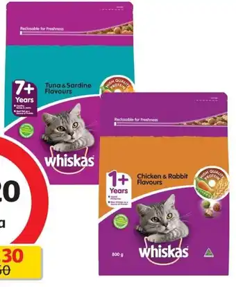 Coles Whiskas Dry Cat Food 800g offer