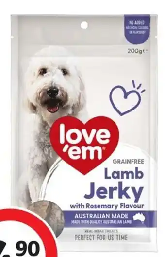 Coles Love 'Em Dog Treats Jerky 200g offer