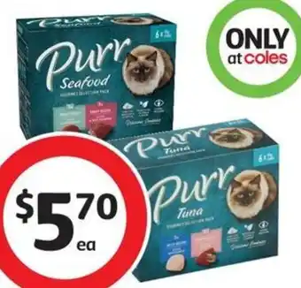 Coles Purr Cat Food 6x85g offer