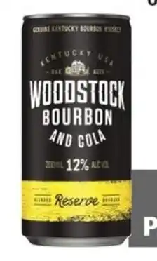 Coles Woodstock Bourbon & Cola 12% Cans 4x200mL offer