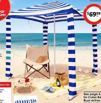 Coles 5 Seasons Beach Cabana 1.9m offer