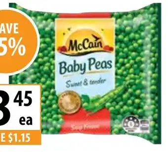 Supabarn MCCAIN PREMIUM BABY PEAS PEAS 500g $6.90 per kg offer