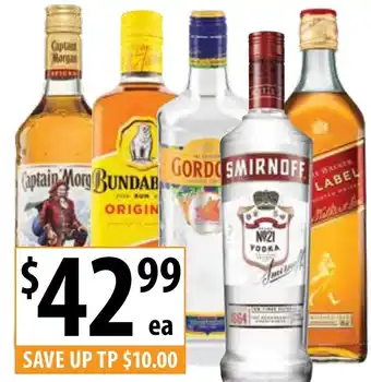Supabarn SMIRNOFF RED LABEL VODKA, GORDONS DRY GIN, offer