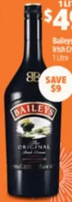 Woolworths Baileys Irish Cream 1 LITRE offer