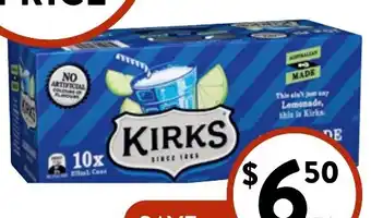 Foodworks Kirks Soft Drink Cans 10 Pack x 375ml offer