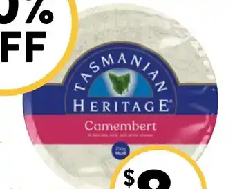 Foodworks Tasmanian Heritage Double Brie or Camembert Cheese 250g offer
