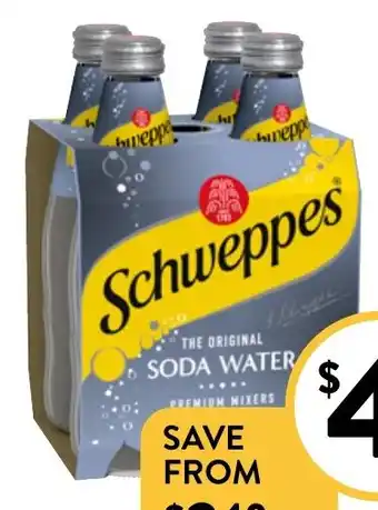 Foodworks Schweppes Mixers 4 Pack x 300ml offer
