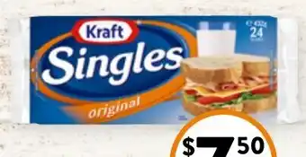 Foodworks Kraft Cheese Singles 432g offer