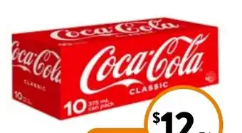 Foodworks Coca-Cola or Mount Franklin Sparkling Cans 10 Pack x 375ml offer