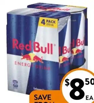 Foodworks Red Bull Energy Drink 4 Pack x 250ml offer