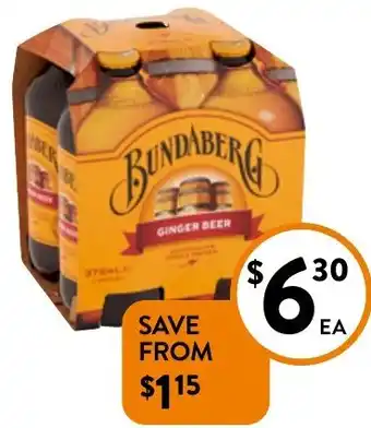 Foodworks Bundaberg Soft Drinks 4 Pack x 375ml offer