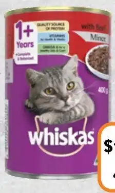 Foodworks Whiskas Wet Cat Food 400g offer