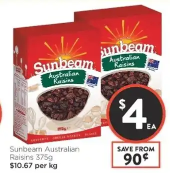 Foodworks SunbeamAustralian Raisins 375g offer