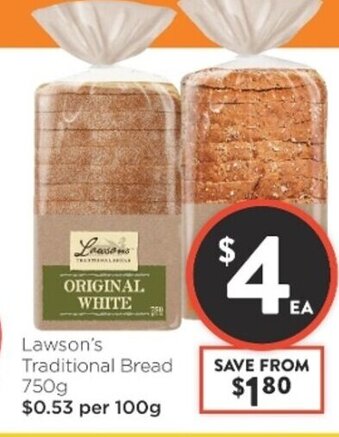 Foodworks Lawson's Traditional Bread 750g offer