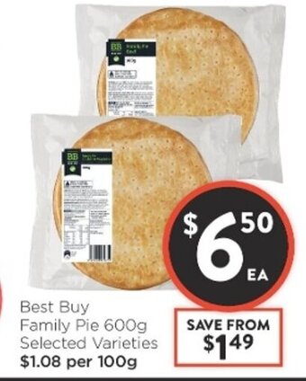 Foodworks Best Buy Family Pie 600g offer