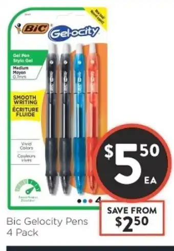 Foodworks Bic Gelocity Pens 4 pack offer
