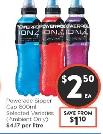Foodworks Powerade Sipper Cap 600ml offer