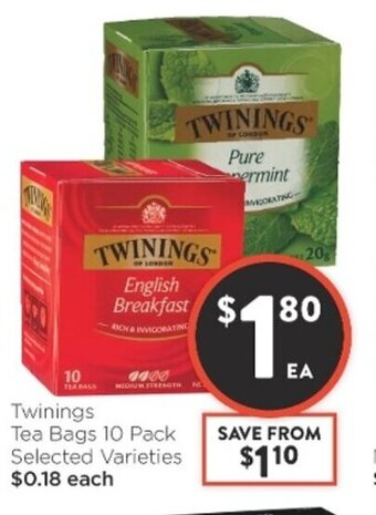 Foodworks Twinings Tea Bags 10 pack offer