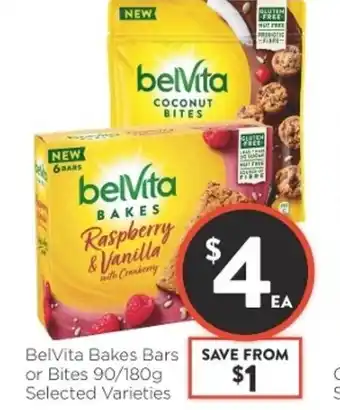 Foodworks BelVita Bakes Bars or Bites 90/180g offer